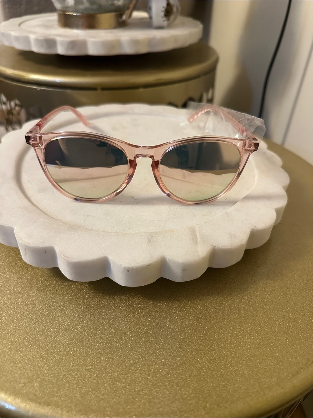Pink Round Frame Sunglasses - Clear Pink Lenses